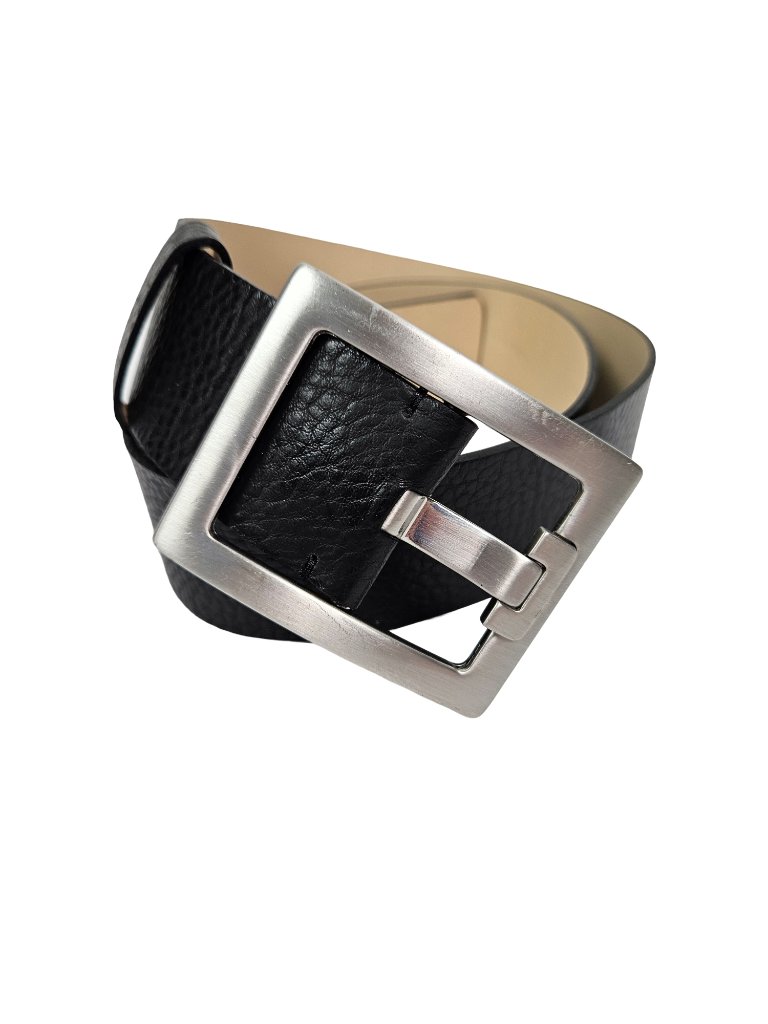 Banana Republic Black Pebbled Leather Belt Made In Italy L